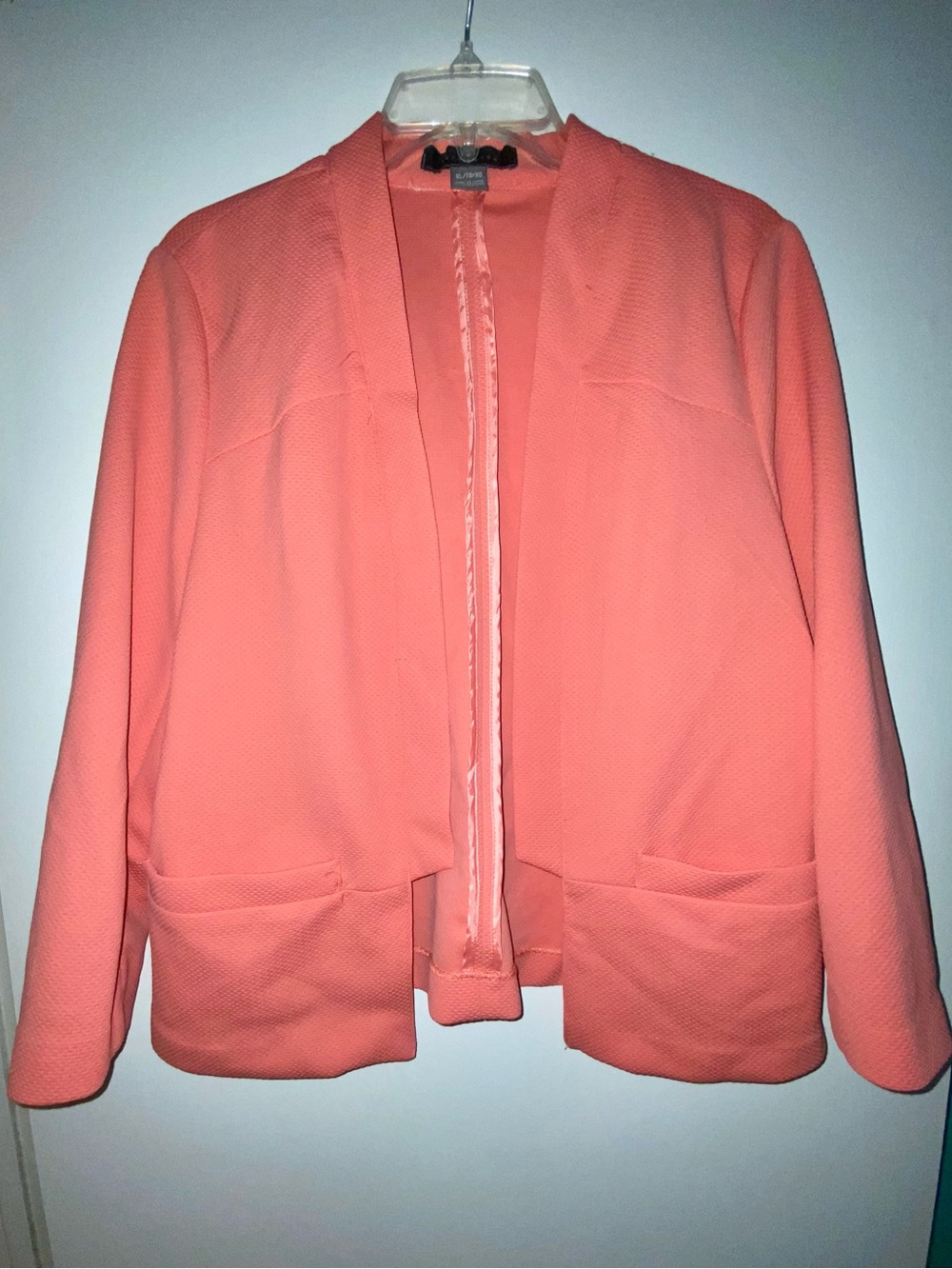 Suzy Shier Coral Open-Front Blazer